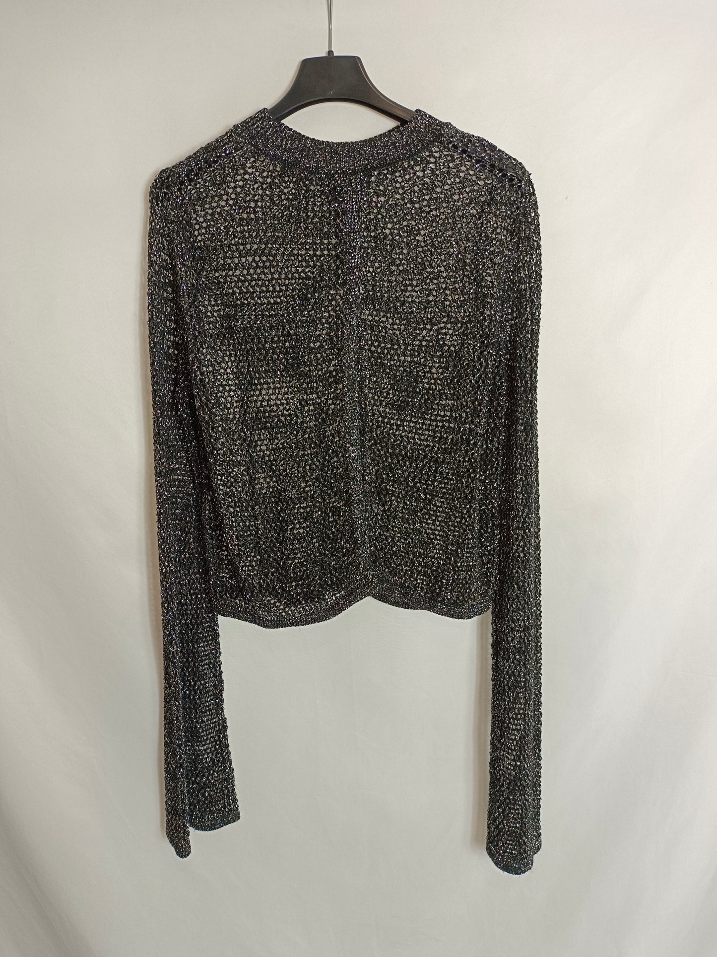 ZARA. Jersey negro punto abierto T.s