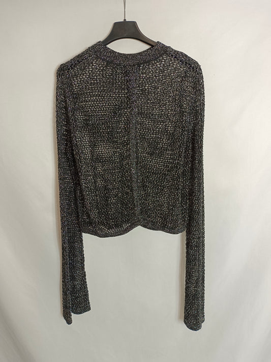 ZARA. Jersey negro punto abierto T.s