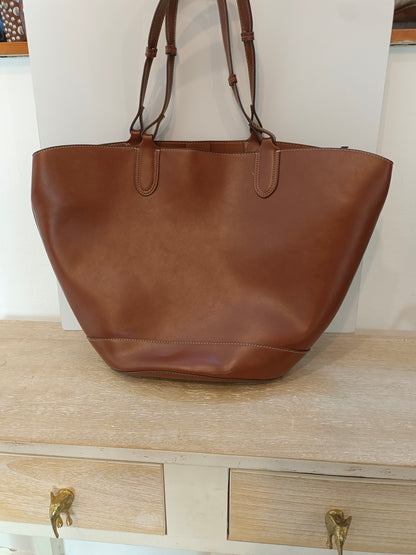 MANGO. Bolso marrón shopper