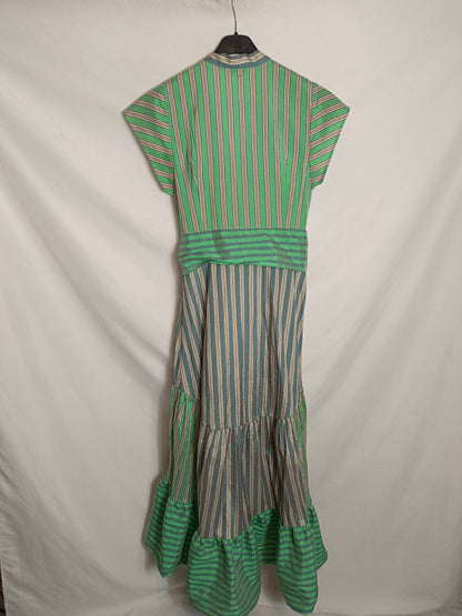 SANDRO. Vestido largo rayas T.36