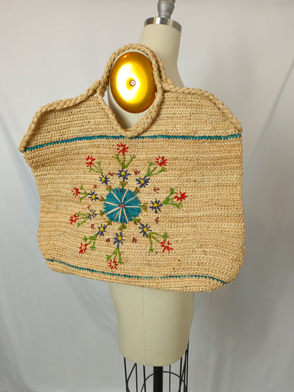 PETITE MENDIGOTE. Bolso rafia bordado