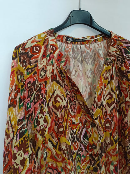 ZARA. Long dress with colorful print T.xs