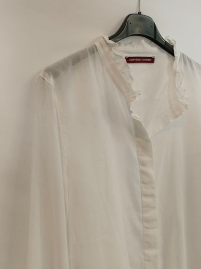 COMPTOIR  DES COTONNIERS. Blusa blanca volante T.m
