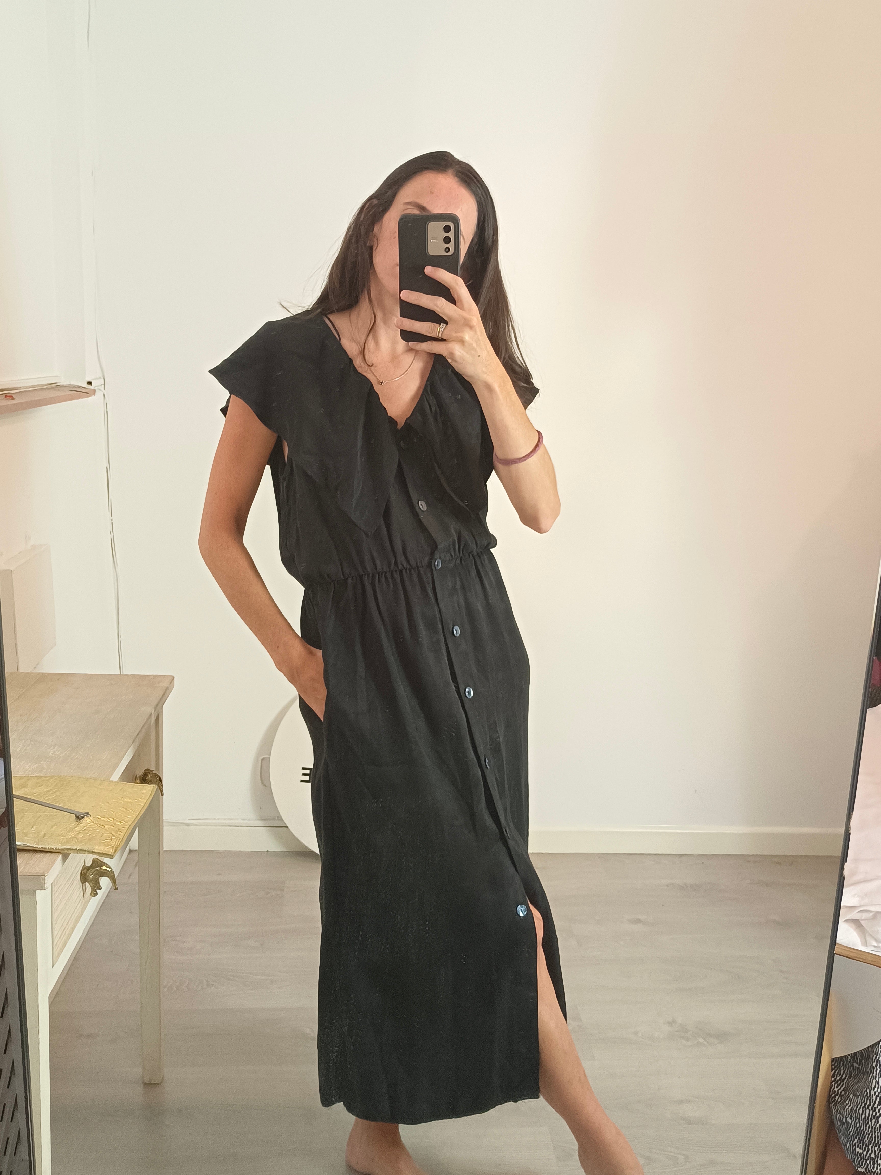 ZARA. Black ruffled midi dress Tm – Hibuy market