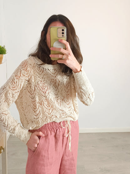 ONLY. Jersey beige troquelado T.s