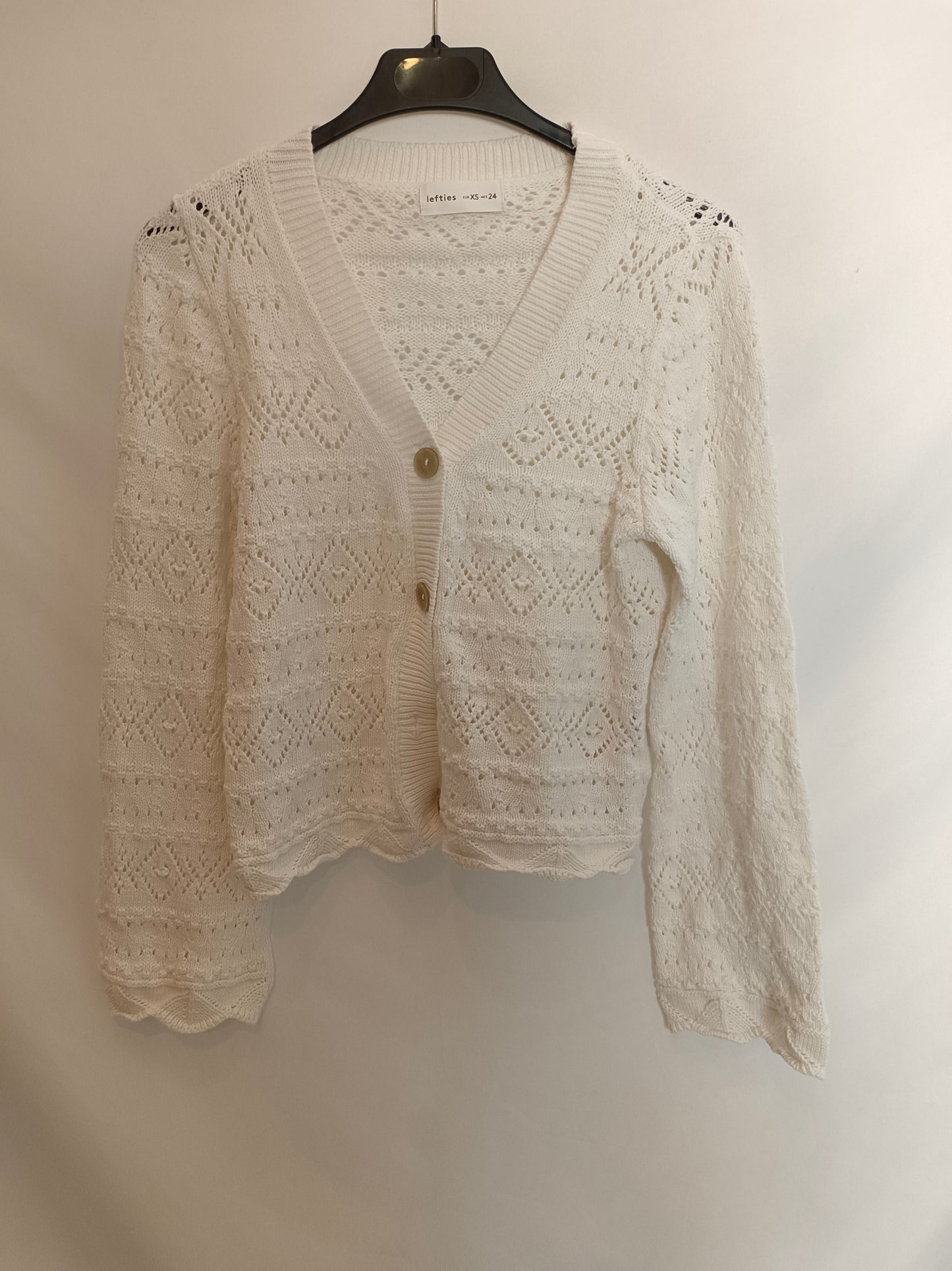LEFTIES. White die-cut cardigan T.xs