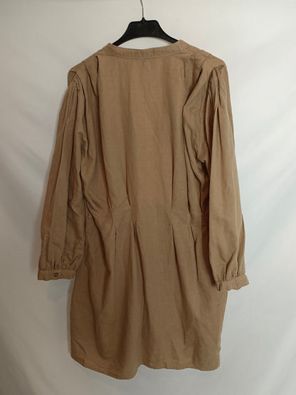 ZARA. Vestido camisero camel T.m