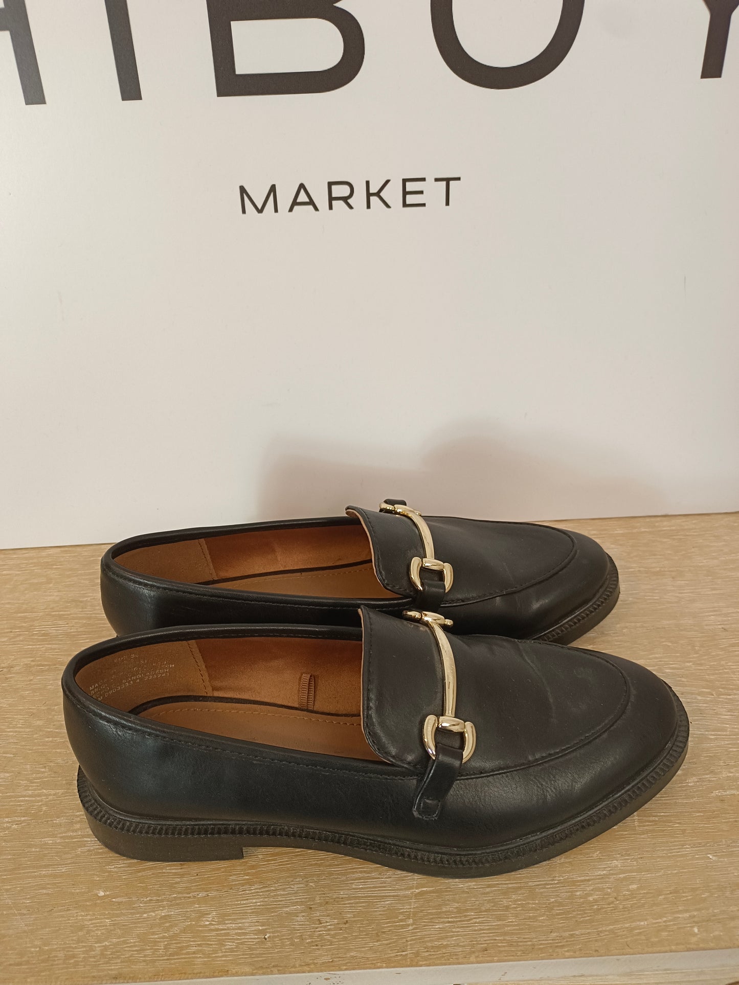 H&M. Mocasines negros hebilla T.36