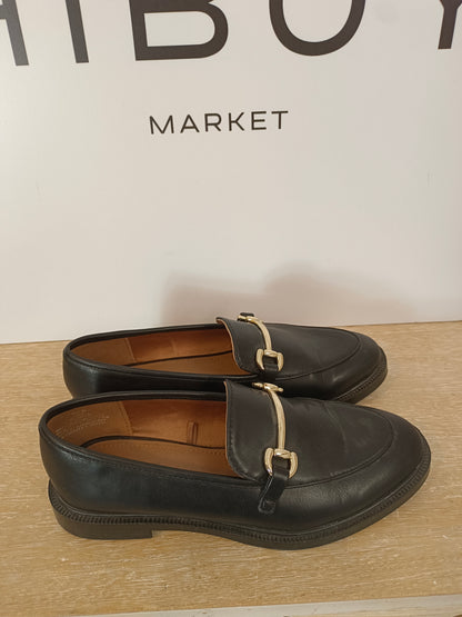 H&M. Mocasines negros hebilla T.36
