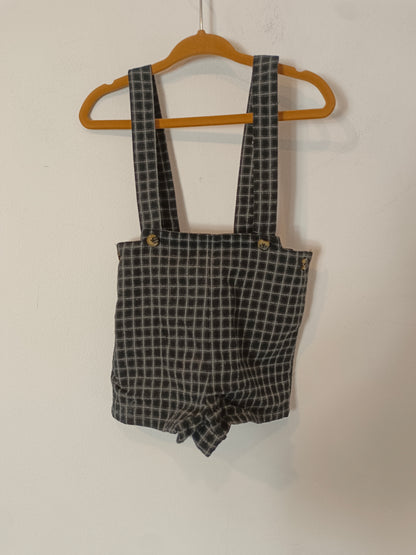 TEX. Black checked dungarees, size 12 months