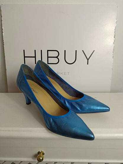 AVENUE. Zapatos azul metálico  T.39