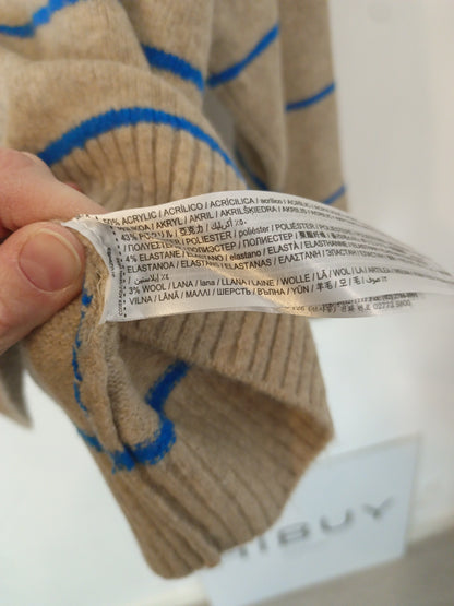 MANGO. Striped beige sweater TM