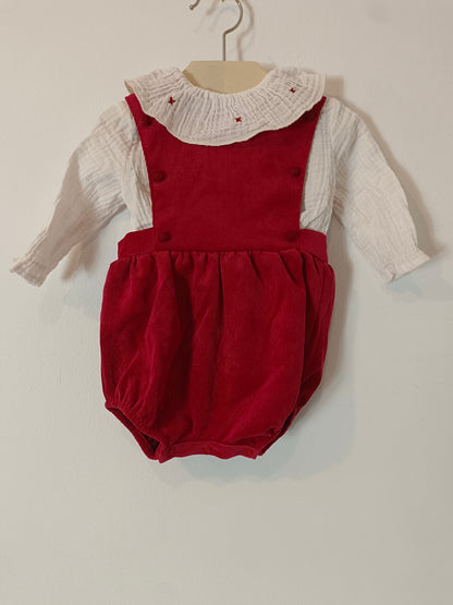 COCO ACQUEA. Conjunto ranita y blusa burdeos T. 6 meses
