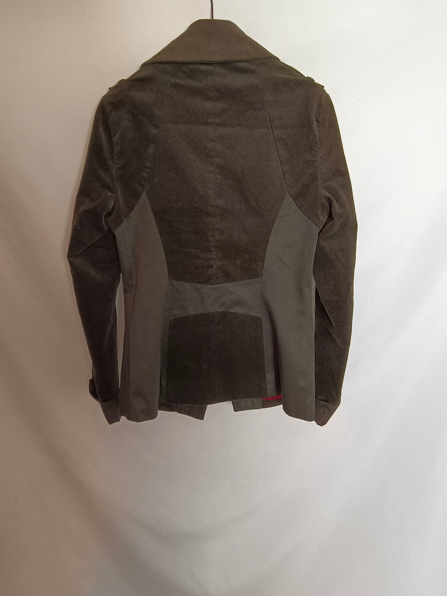 PROMOD. Blazer verde terciopelo T.u(xs/s)