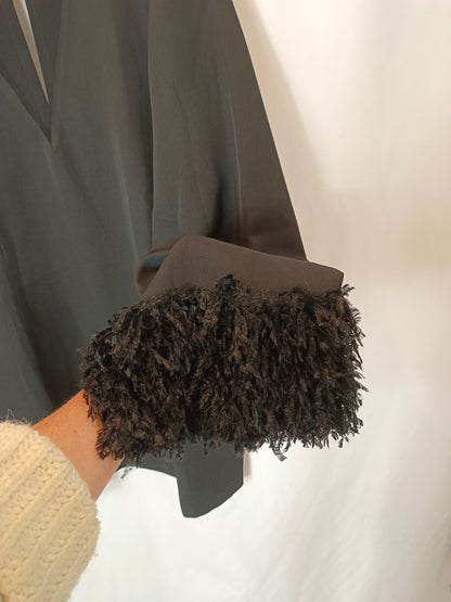 BOSSET. Total look black fringes Tm