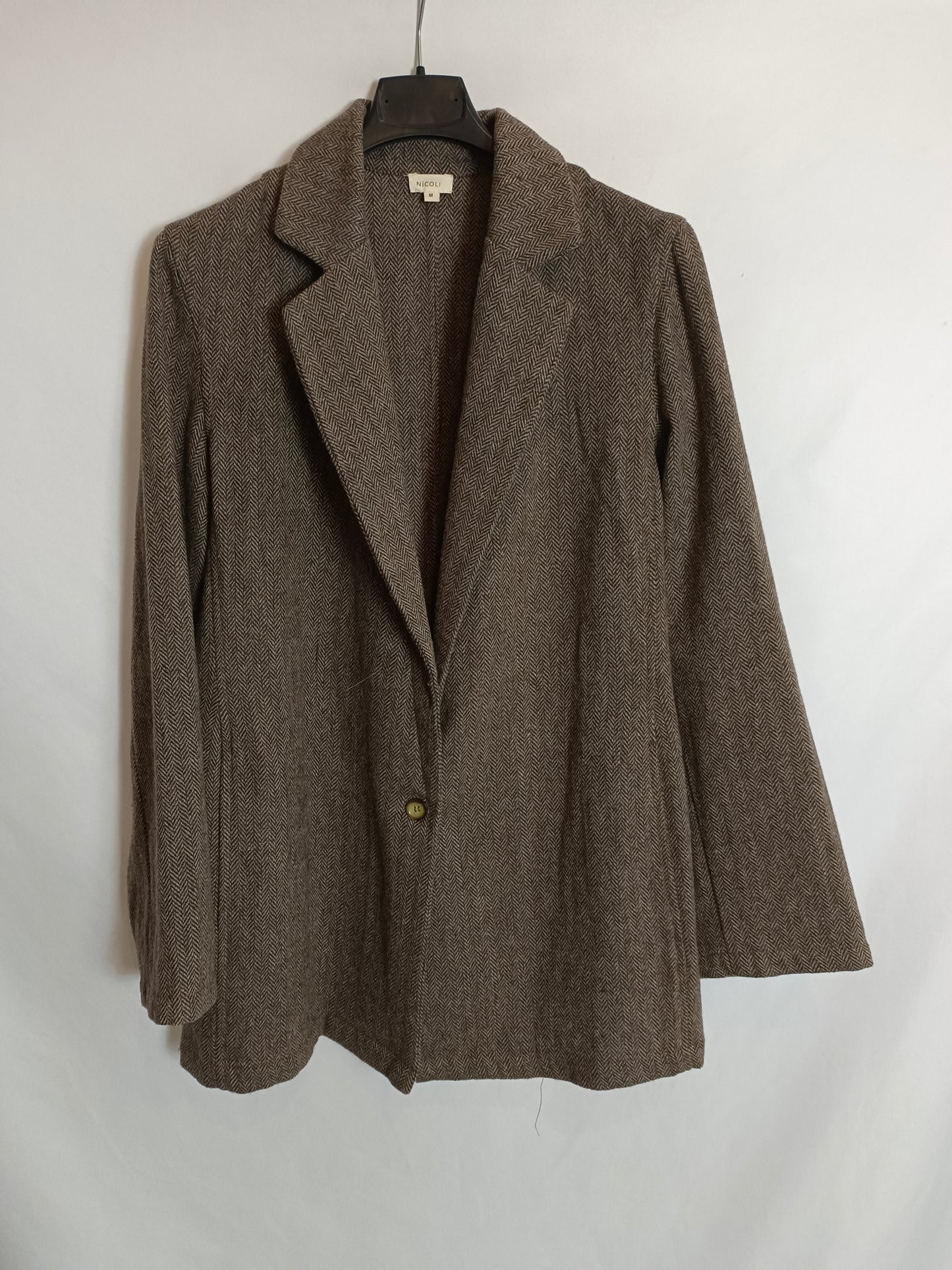 NICOLI. Blazer espiga marrón T.m