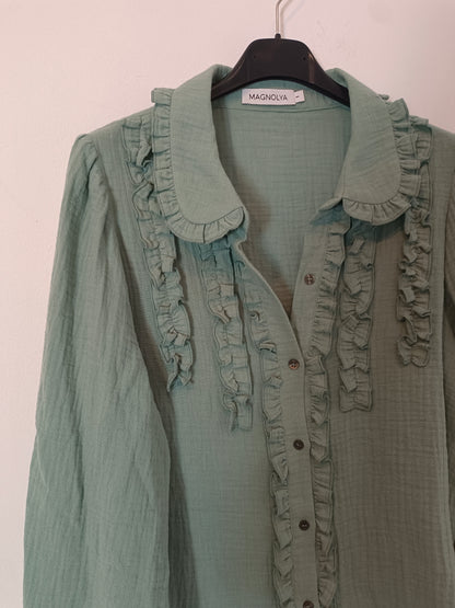MAGNOLYA. Baby blue collar blouse S.1(s)