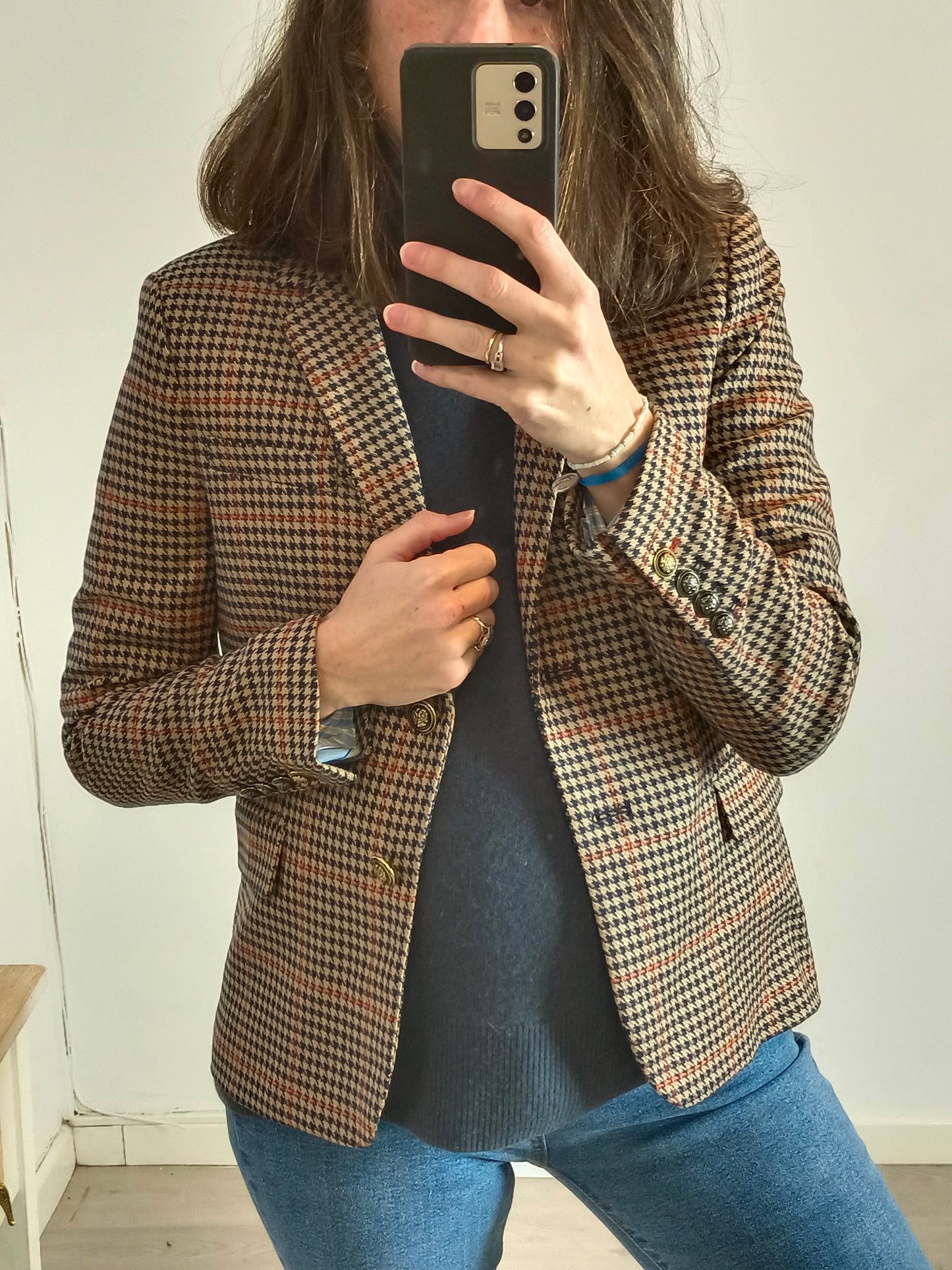 ZARA. Blazer cuadros tonos azules. T S