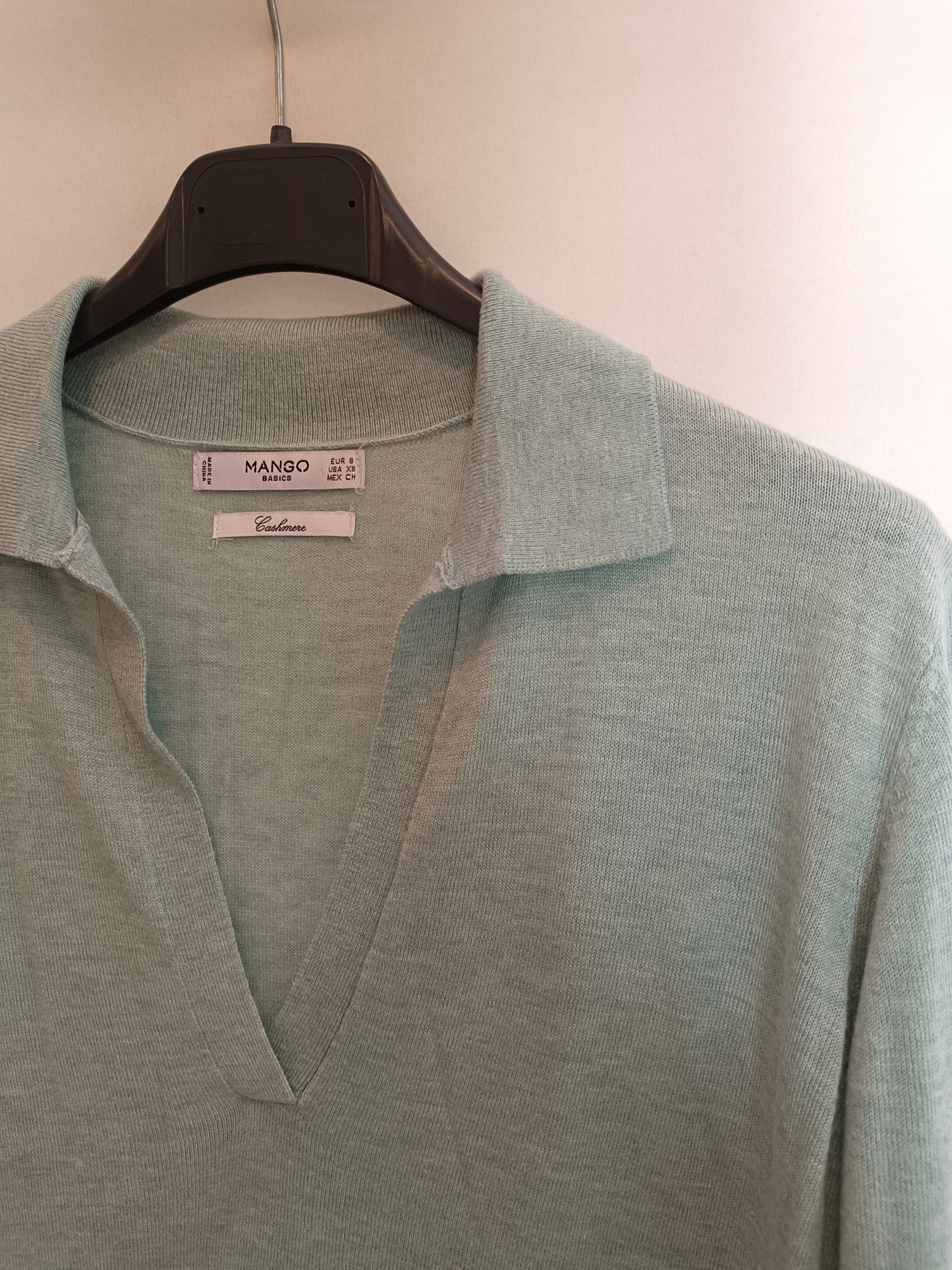 MANGO. Jersey verde agua cashmere T.s