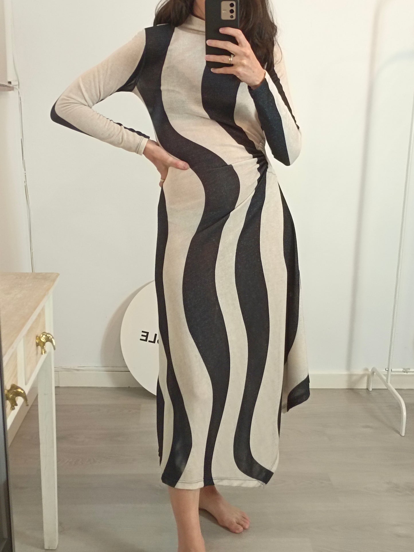 AMY. Vestido largo rayas detalles hilos Tu(s/m)