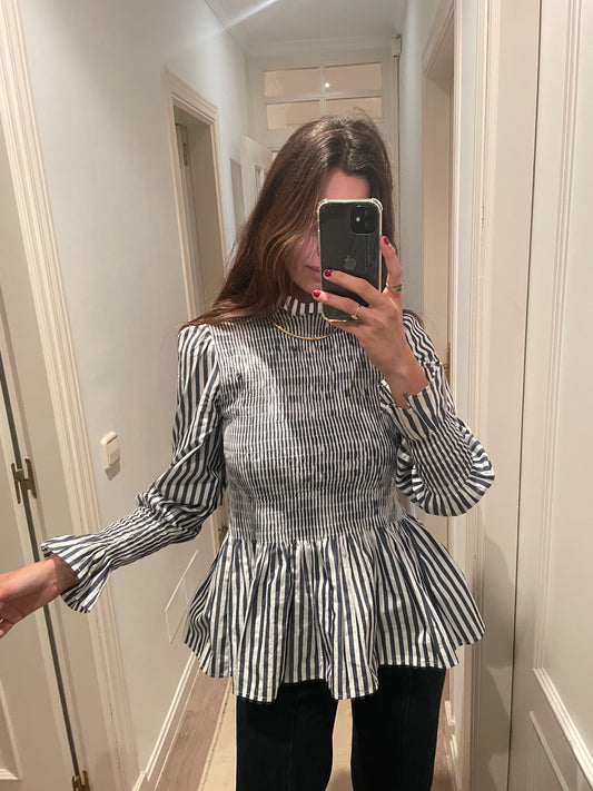 MARIA DE LA ORDEN. Honeycomb striped blouse. TS