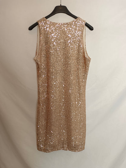 STREET LEVEL. Short gold sequin dress (S/M)