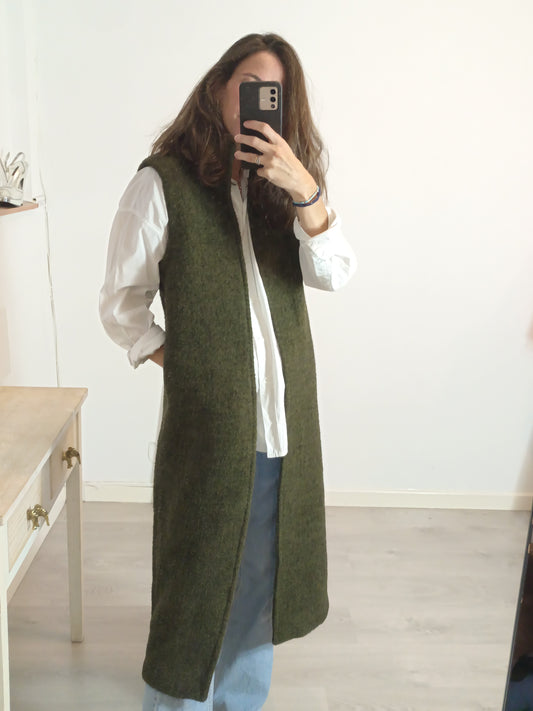 ZARA. Chaleco lana verde. T XS