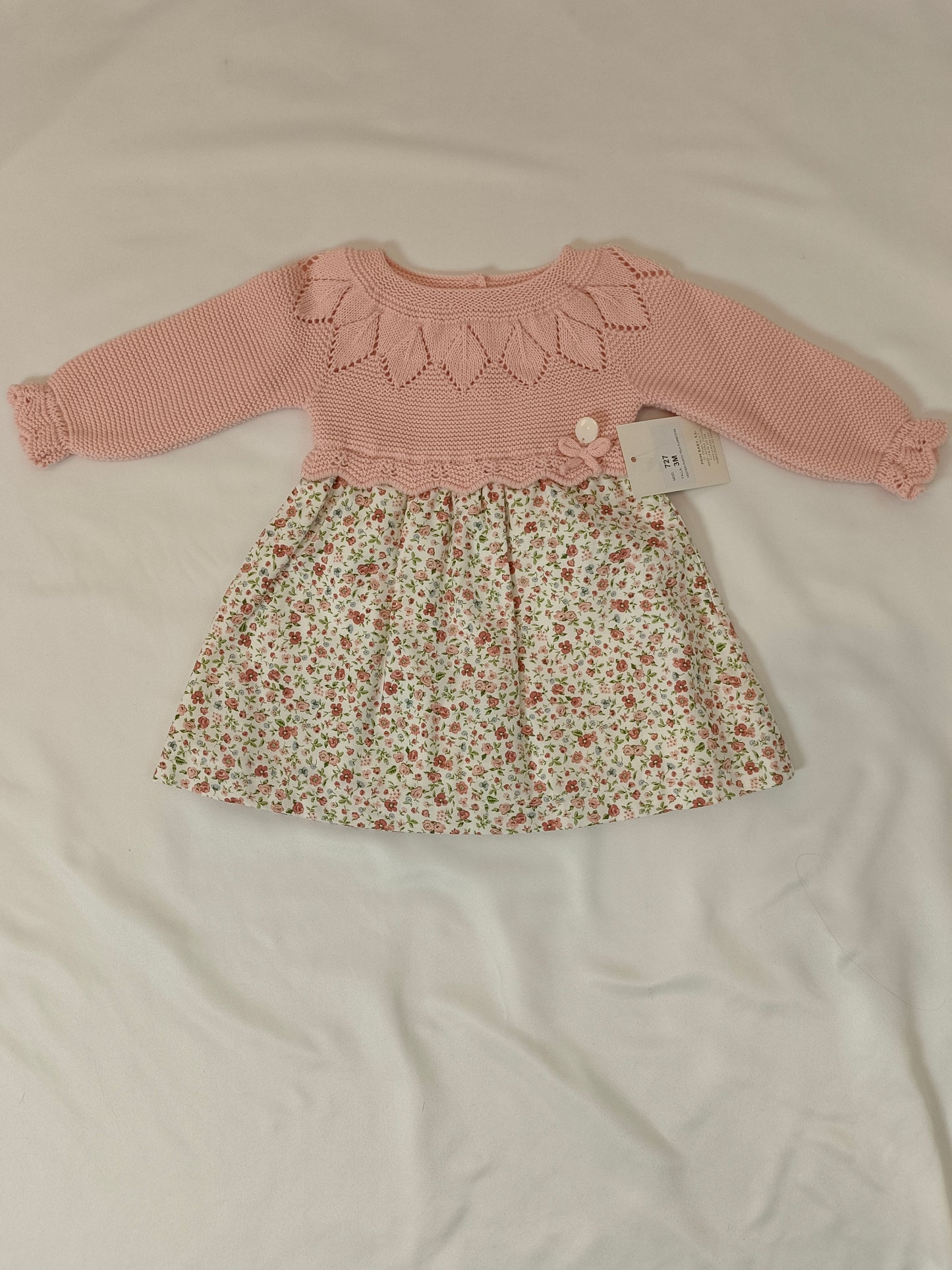 PRIM BABY. Vestido rosa flores T.3 meses