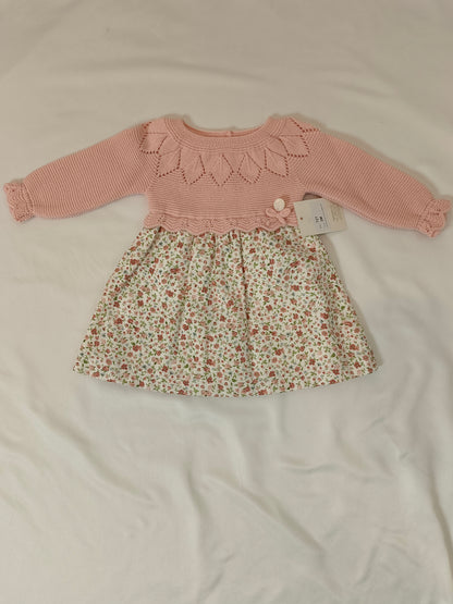 PRIM BABY. Vestido rosa flores T.3 meses