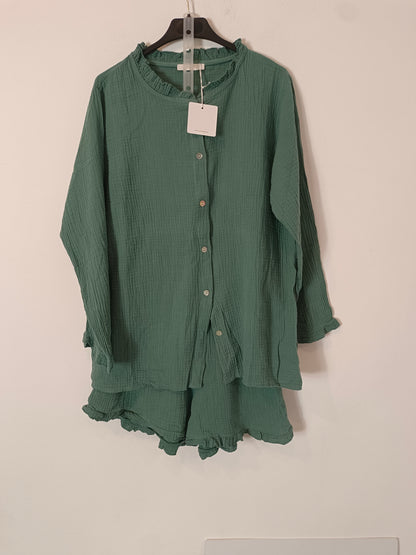 CARLOTA&CO. total look verde tejido bambula T.s/m