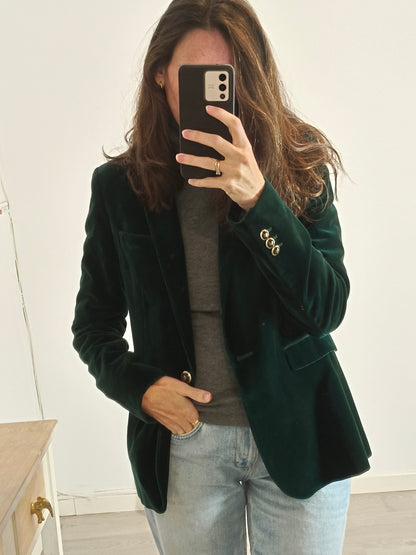 MASSIMO DUTTI. Green velvet blazer. Size 40