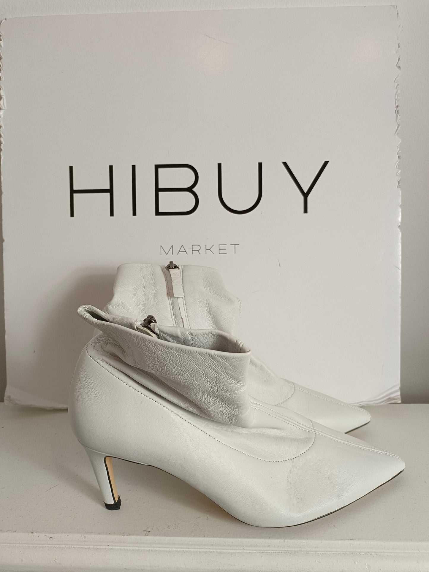 ZARA. Botines blancos tacón T.38