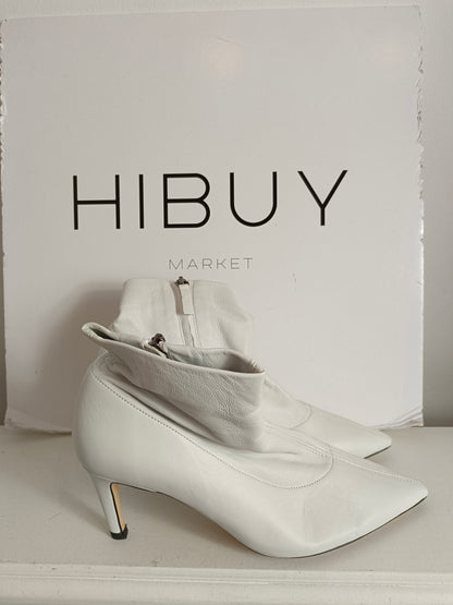 ZARA. Botines blancos tacón T.38