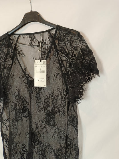 ZARA. Vestido negro encaje T.m