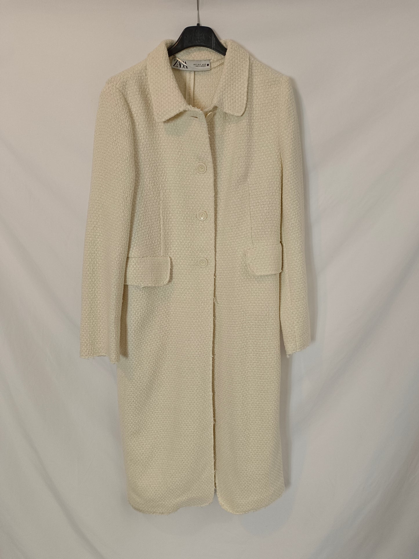 ZARA. Blazer tweed larga beige T.s