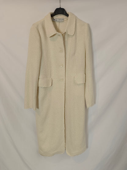 ZARA. Blazer tweed larga beige T.s