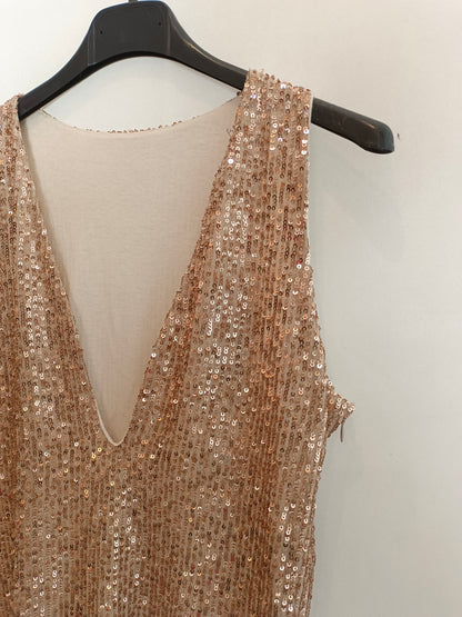 STREET LEVEL. Short gold sequin dress (S/M)
