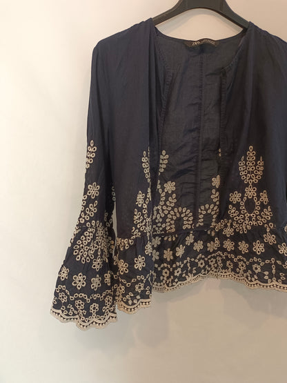 ZARA. Blue embroidered jacket Tm
