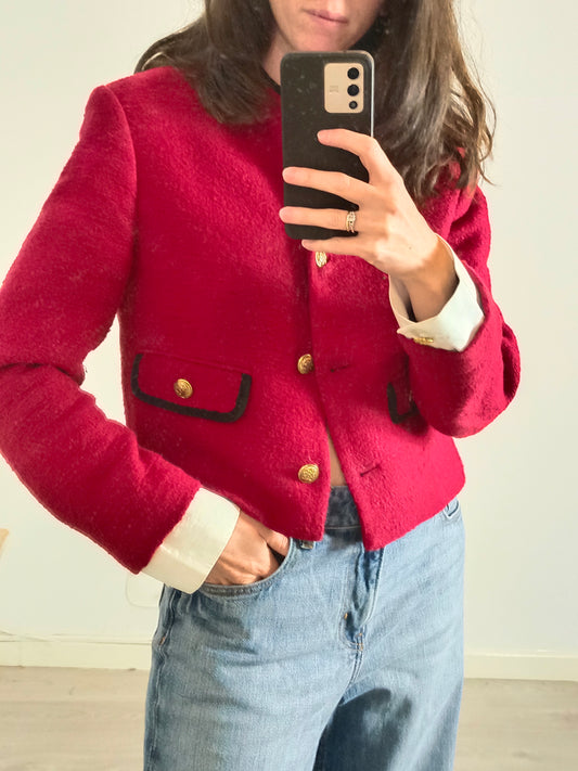 ZARA. Chaqueta tweed detalle puños. T M