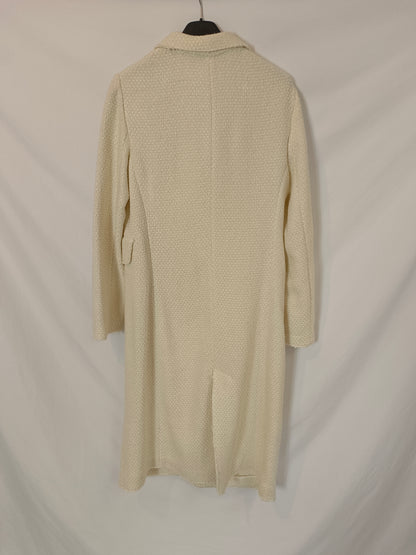 ZARA. Blazer tweed larga beige T.s