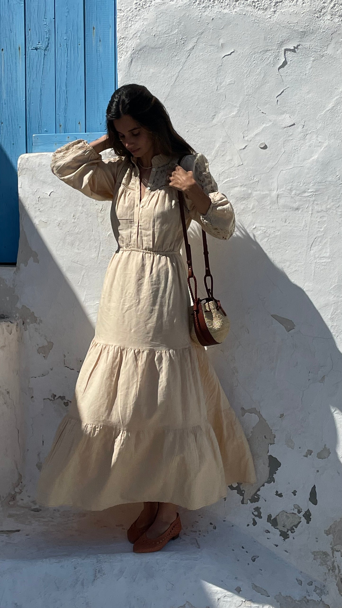 Beige long dress S.36