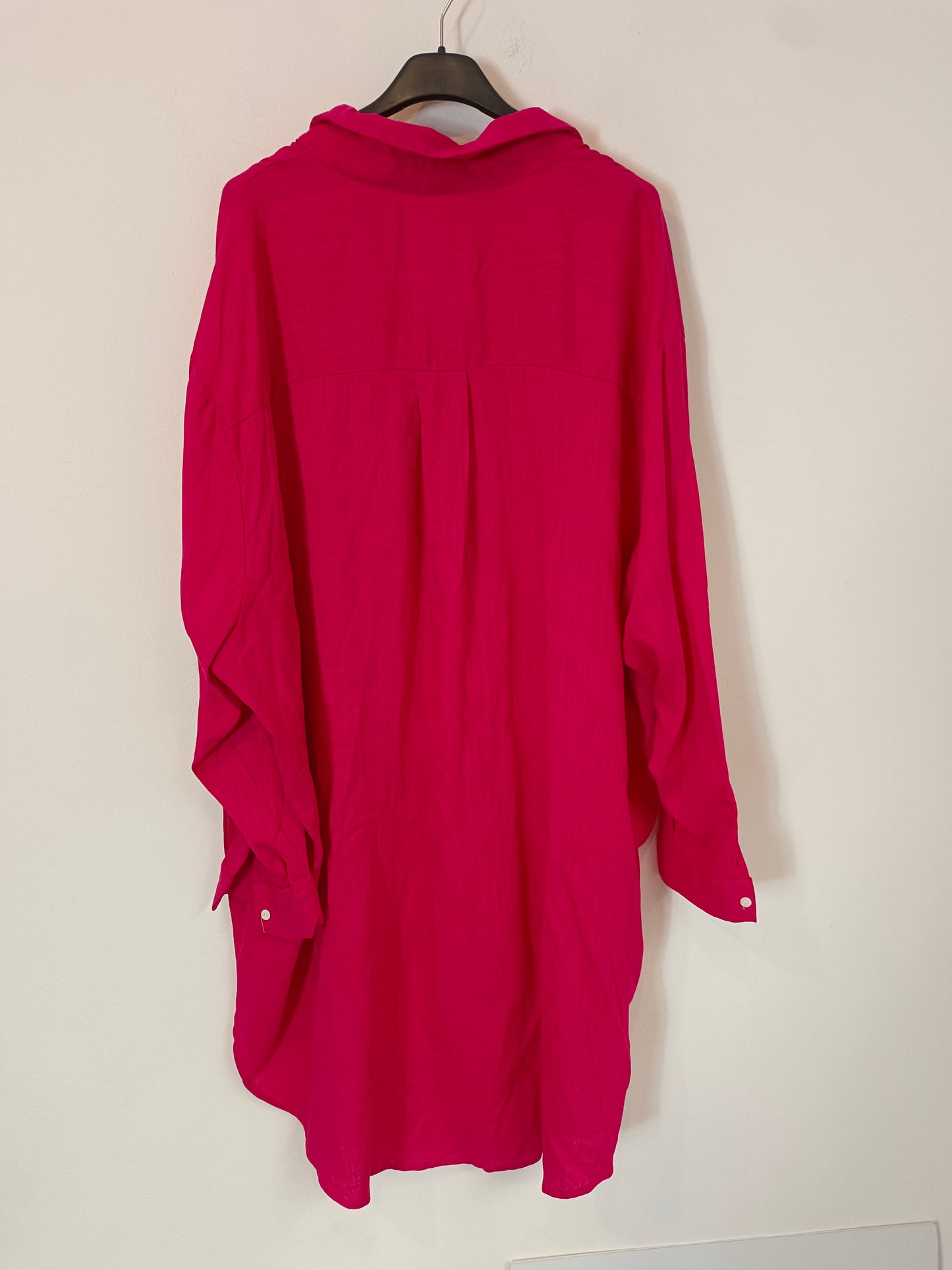 OTRAS. blusa rosa oversized con lino T.u(l)