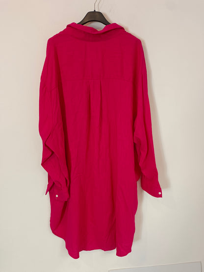 OTRAS. blusa rosa oversized con lino T.u(l)