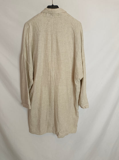 ZARA. Chaqueta larga beige lino TS