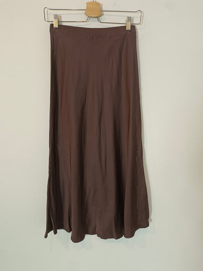 OTHERS. Brown satin midi skirt YOUR(S)