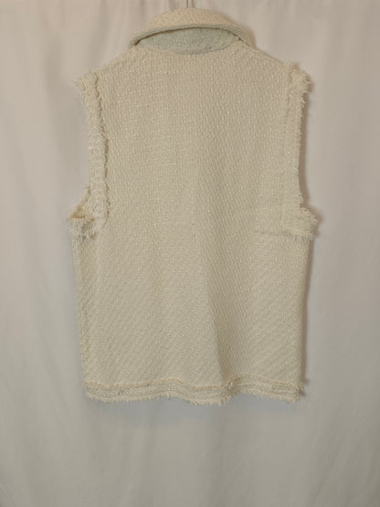 ZARA. Chaleco blanco tweed T.s