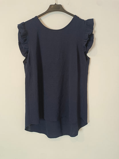 ALGO BONITO. Top azul volantes T.l