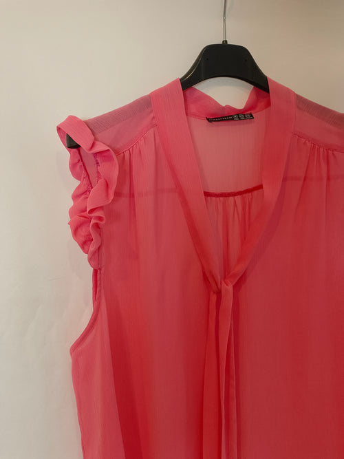 PRIMARK. Blusa rosa semitransparente T.46
