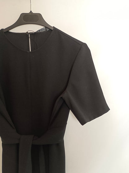 ZARA. Vestido midi negro lazada T.s