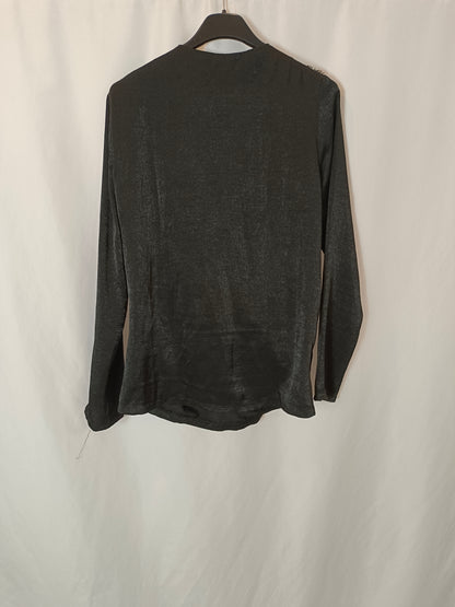 STRENA. Black crossover top with Ts detail